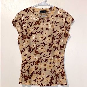 XS Sheer Top with Velour Flowers